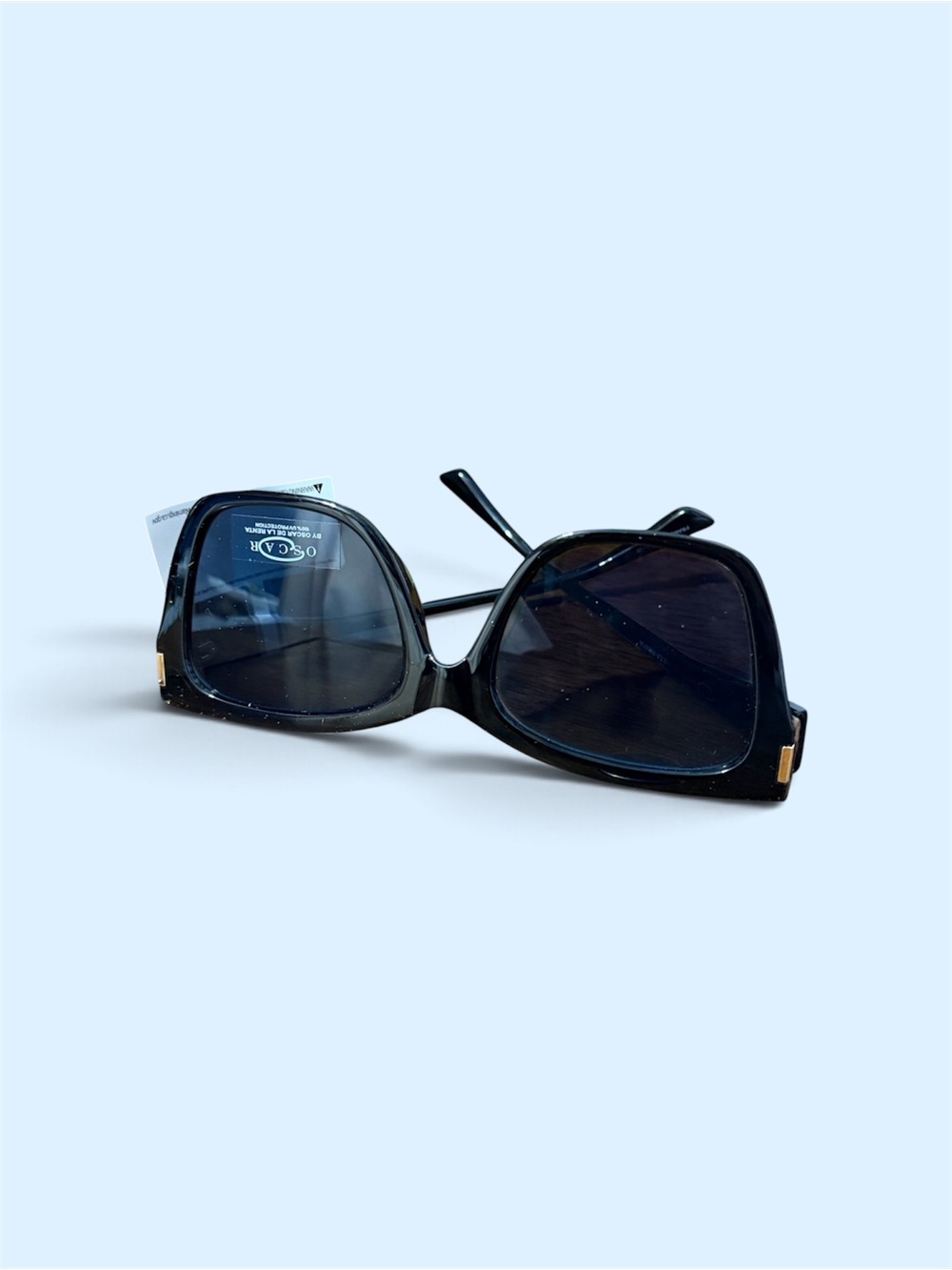NWT-Oscar de la Renta Black Oversized Square Sunglasses with Gold Accents